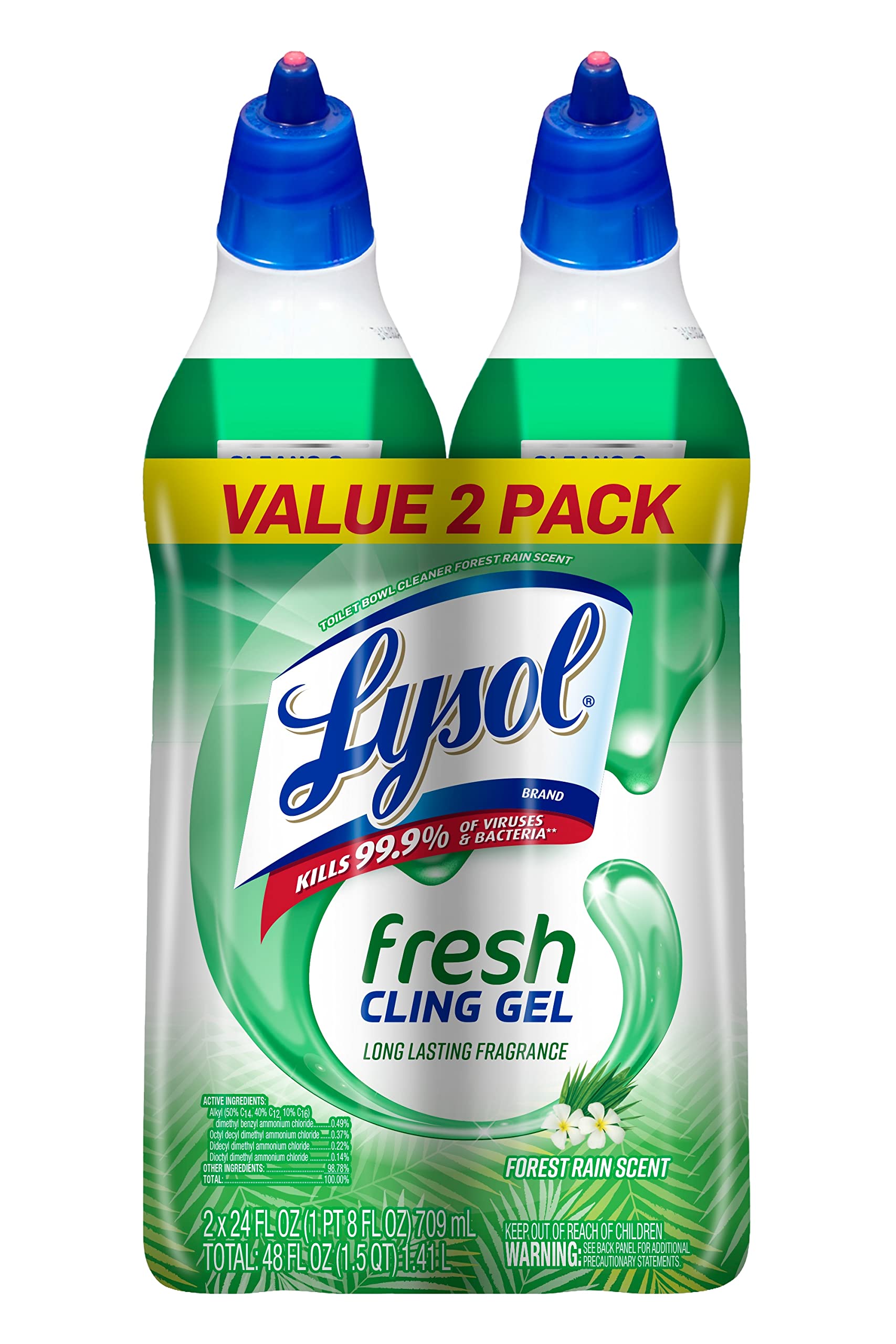 2-Pack 24-Oz Lysol Toilet Bowl Cleaner Gel (Forest Rain Scent) $3.65 w/ S&S + Free Shipping w/ Prime or on $35+