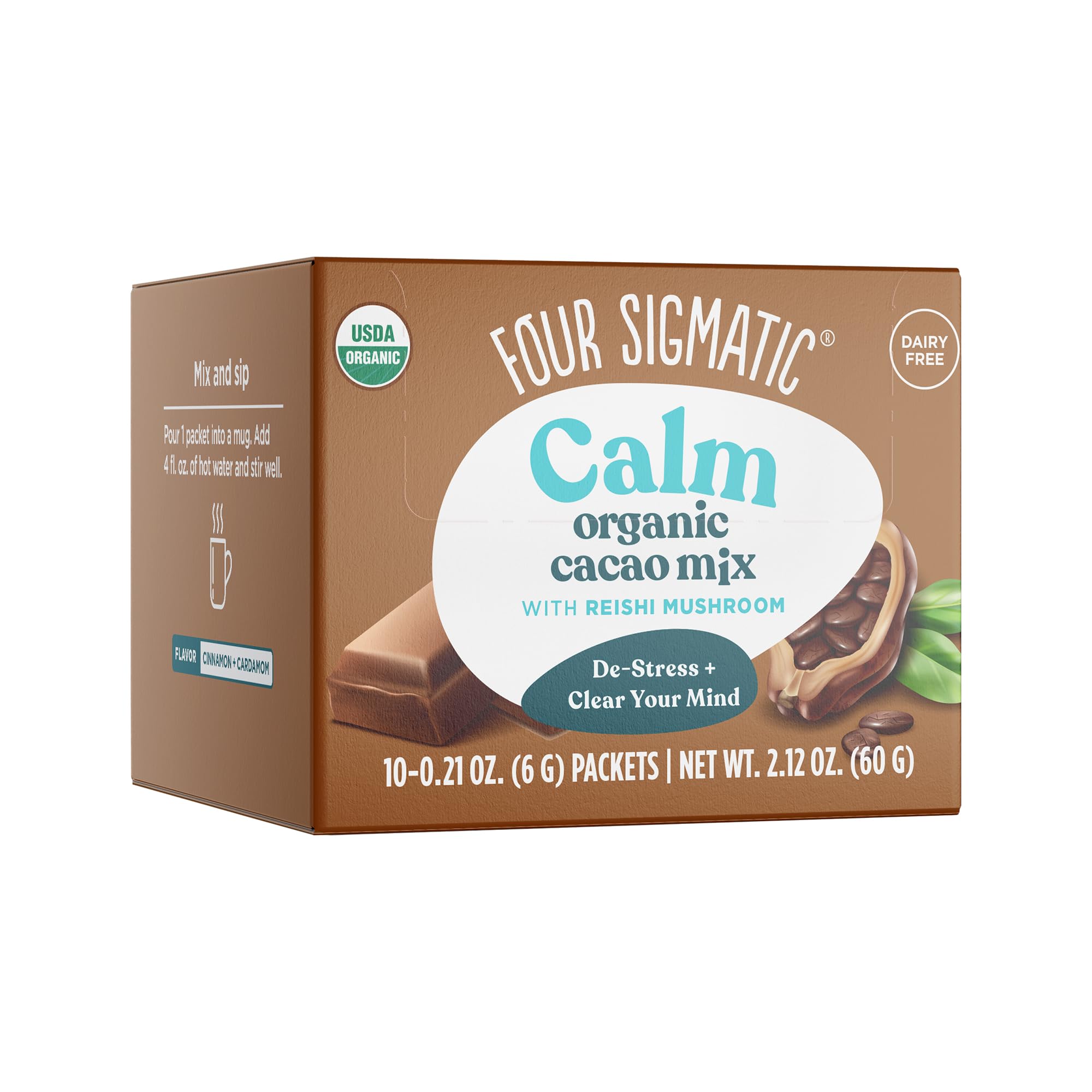 10-Count 0.21-Oz Four Sigmatic Mushroom Cacao Mix Packets (Calm w/ Reishi or Boost w/ Cordyceps) from $9.84 w/ S&S + Free Shipping w/ Prime or on $35+