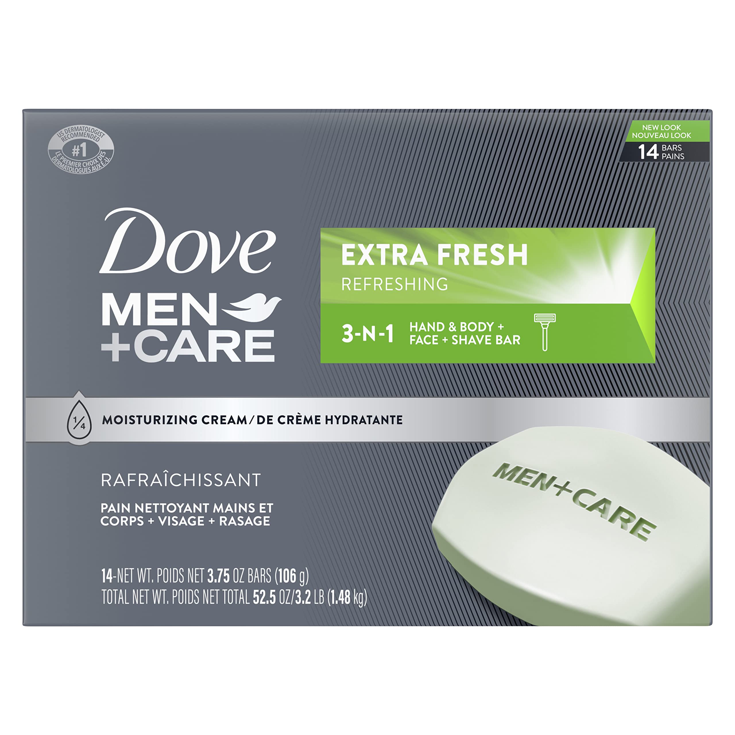 14-Pack 3.75-Oz Dove Men+Care 3 in 1 Cleanser Bars (Extra Fresh) $11.06 w/ S&S + Free Shipping w/ Prime or on $35+
