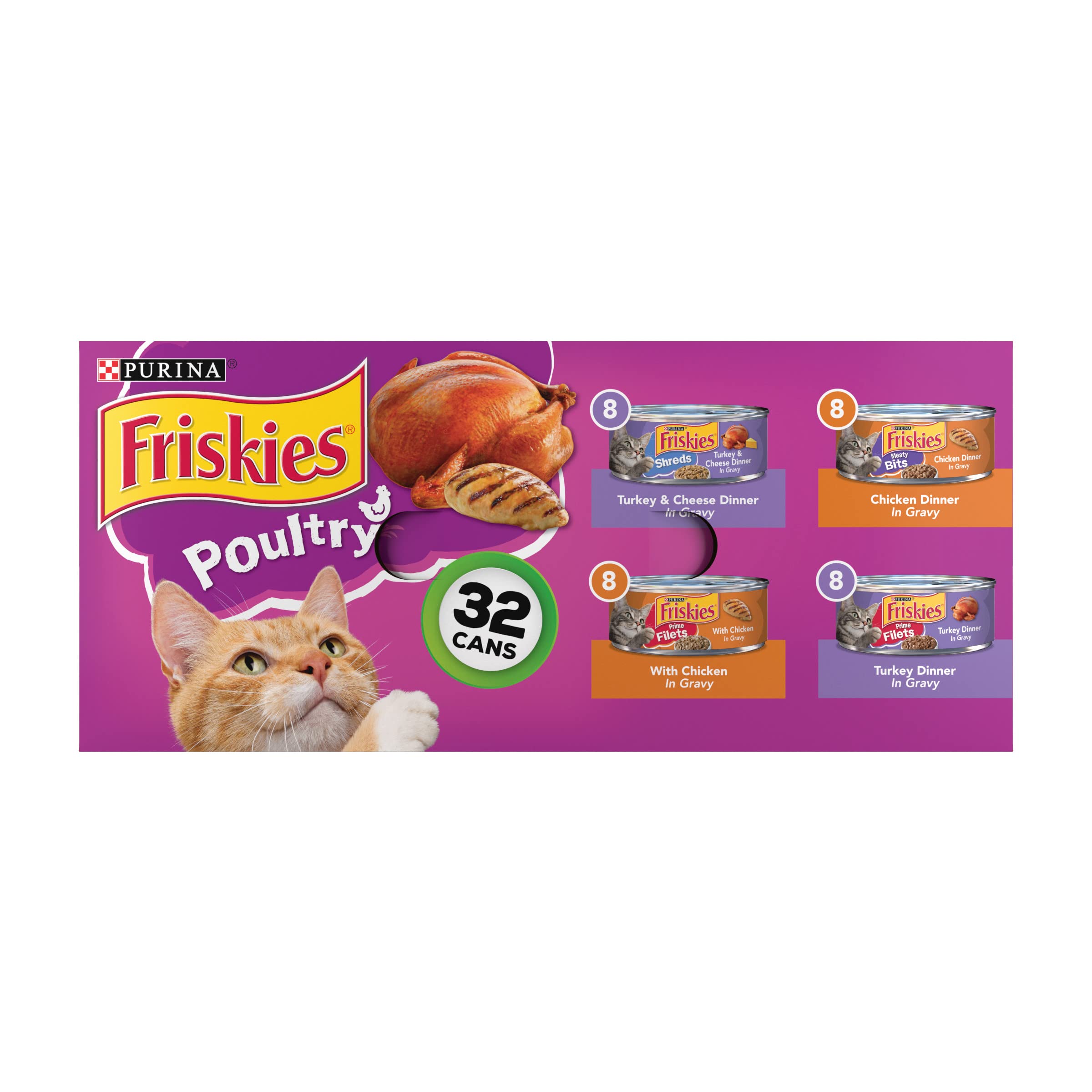 32Count 5.5Oz Purina Friskies Gravy Wet Cat Food (Poultry Shreds