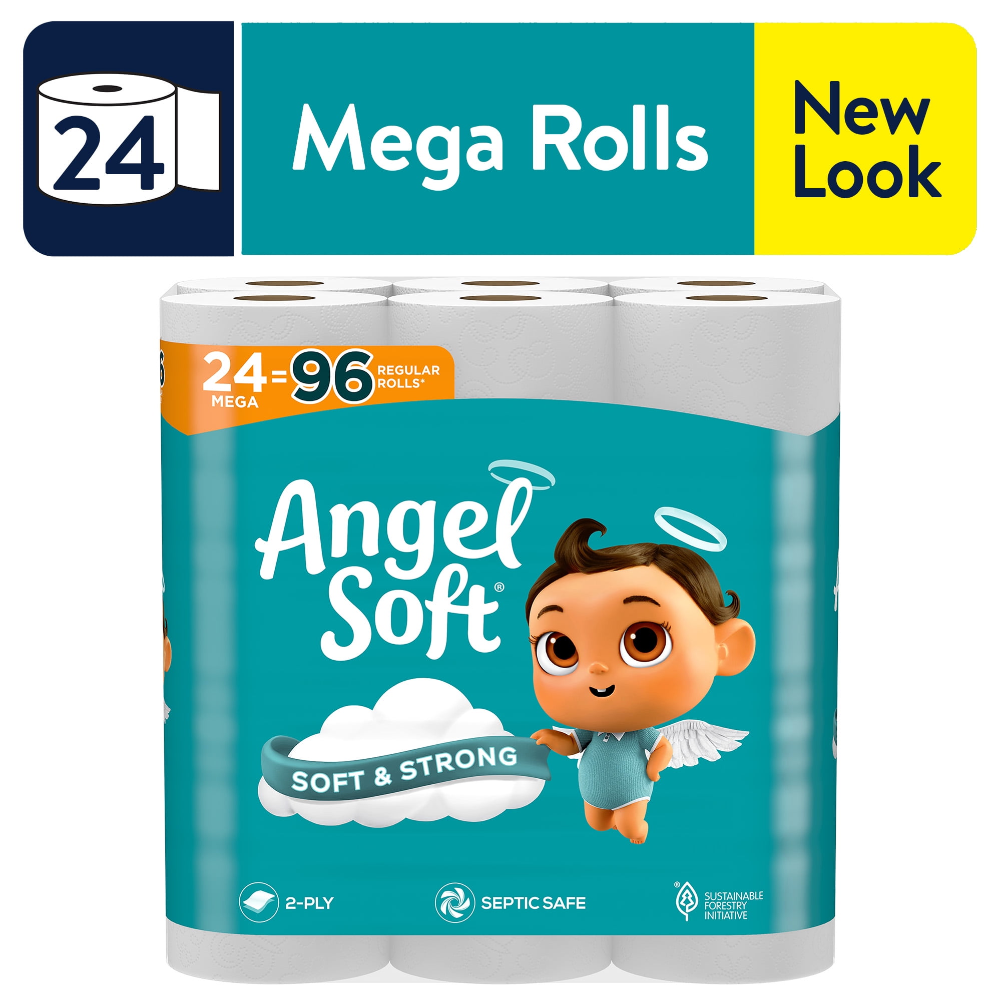 24-Count Angel Soft Mega Rolls 2-Ply Toilet Paper $15.46 + Free S&H w/ Walmart+ or $35+