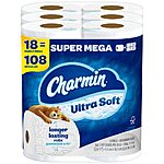 Charmin Ultra Soft Toilet Paper: 18-Ct Super Mega Rolls + 18-Ct Mega Rolls $37.50 w/ S&amp;S &amp; More + Free S&amp;H