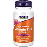 180-Count NOW Supplements 1000-IU Vitamin D-3 Structural Support Softgels $3.50 w/ Subscribe &amp; Save