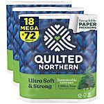 18-Count Quilted Northern Ultra Soft & Strong Toilet Paper Mega Rolls $15.75 &amp; More w/ S&amp;S