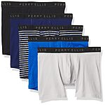 5-Pack Perry Ellis Men's Cotton Stretch TaglessBoxer Briefs (Blue Depths/High Rise/Daphne/Black Rise Stripe/Black, Size: S, M &amp; XL) from $14.65 + Free Shipping w/ Prime or on $35+