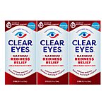 3-Pack 0.5-oz Clear Eyes Maximum Redness Eye Relief Eye Drops $7.21 w/ S&amp;S and more + Free Shipping w/ Prime or on $35+