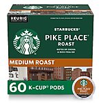 60-Count Starbucks K-Cup Coffee Pods (Pike Place Roast or French Roast) $20.20 w/ S&amp;S + Free S&amp;H