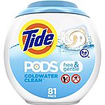 81-Ct Tide PODS Free &amp; Gentle Laundry Detergent Soap Pods $20.24 + $14 Amazon Credit w/ S&amp;S + Free Shipping w/ Prime or on $35+