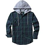 JACKETOWN Men's Hooded Flannel Shirt (Various)  $9.99 + Free Shipping w/ Prime or on $35+