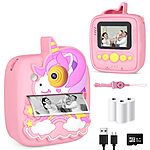 YINGOOT Kids Instant Print Digital Camera &amp; 1080p Video Recorder w/ 32GB microSD (Pink) $11.99 + Free Shipping w/ Prime or on $35+