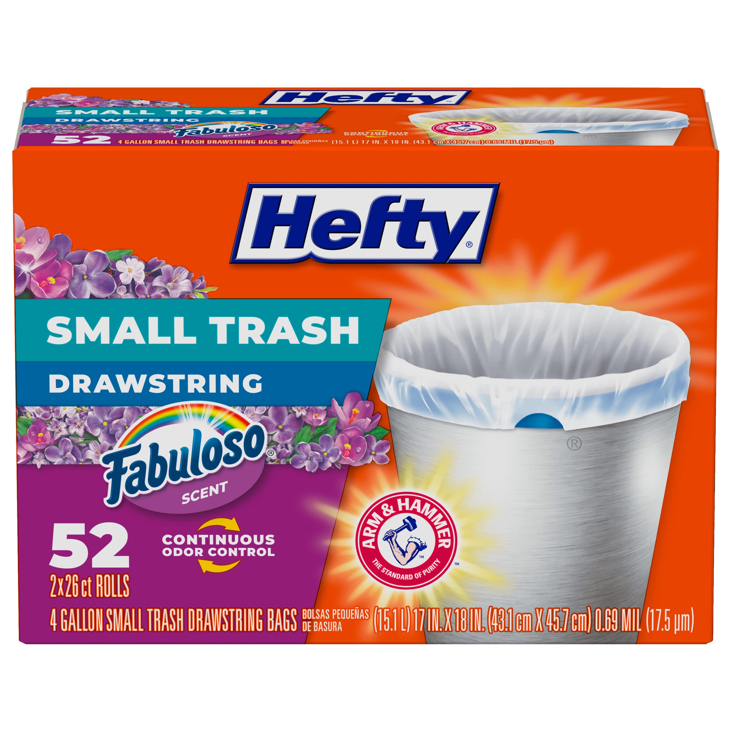 hefty small trash bags ocean water scent 4 gallon