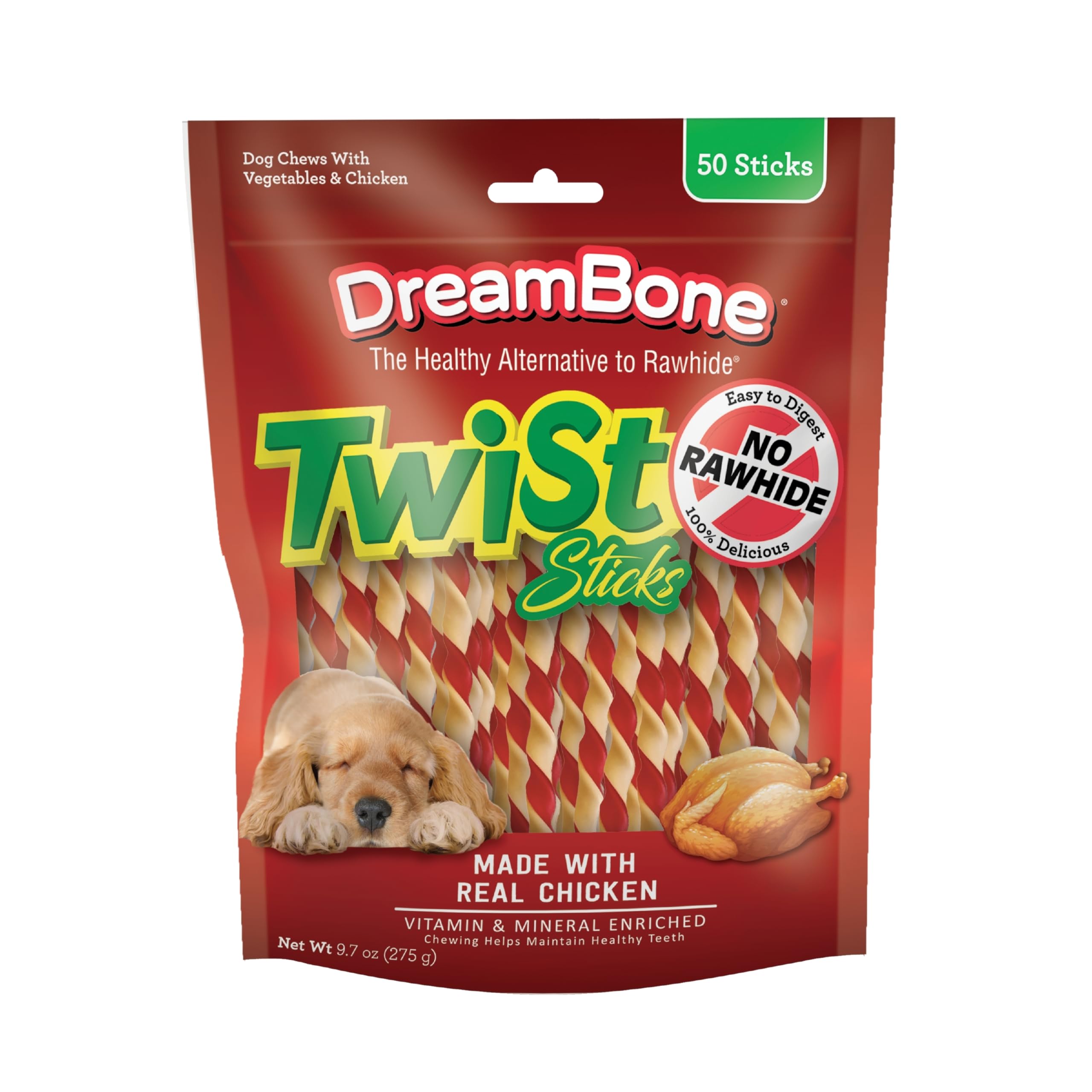 50-Count DreamBone Twist Sticks Rawhide-Free Chews For Dogs (Real Chicken) $6.82 w/ S&S + Free Shipping w/ Prime or on $35+