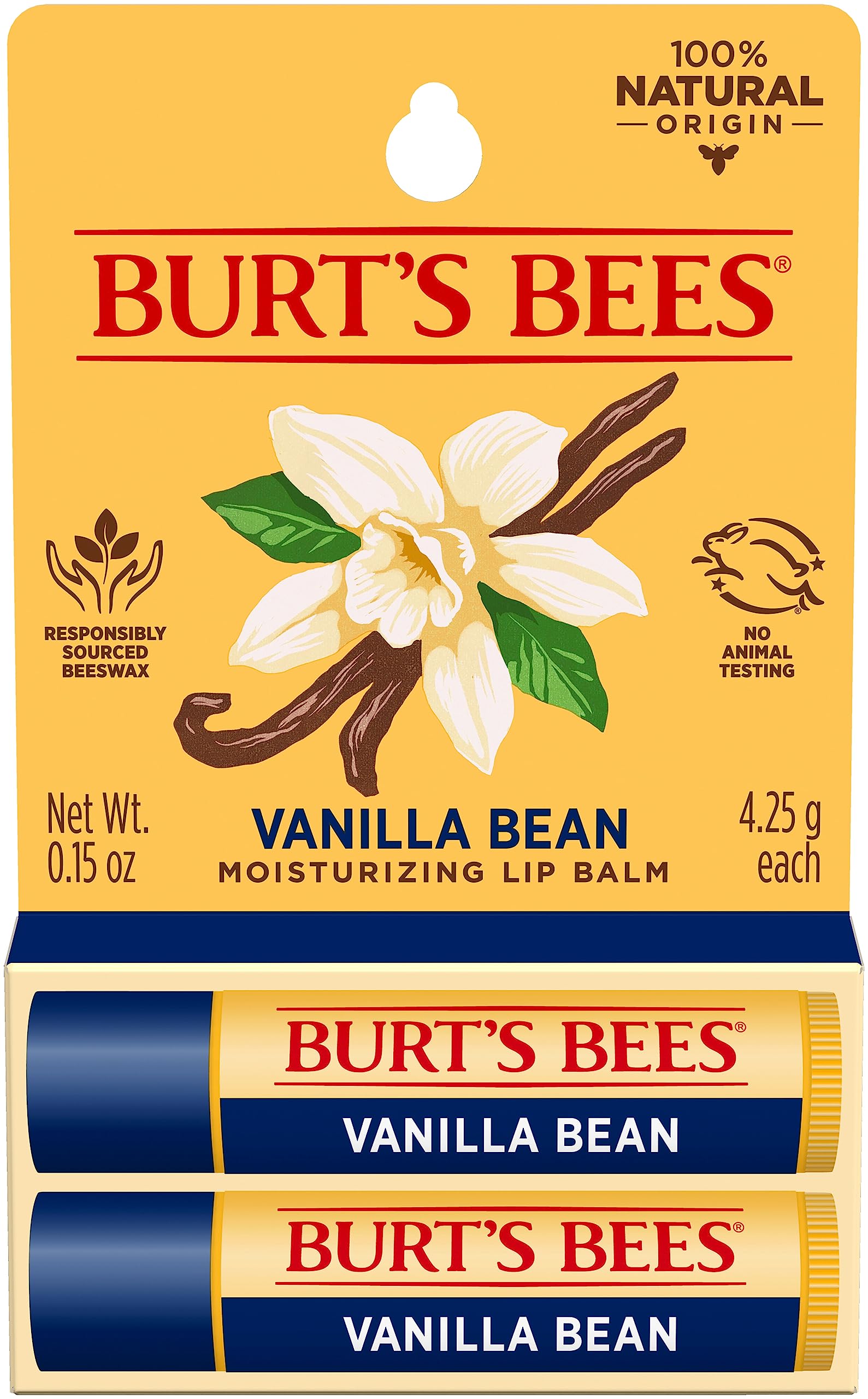2-Count Burt's Bees 100% Natural Moisturizing Lip Balm (Vanilla Bean) $4.66 w/ S&S + Free Shipping w/ Prime or on $35+