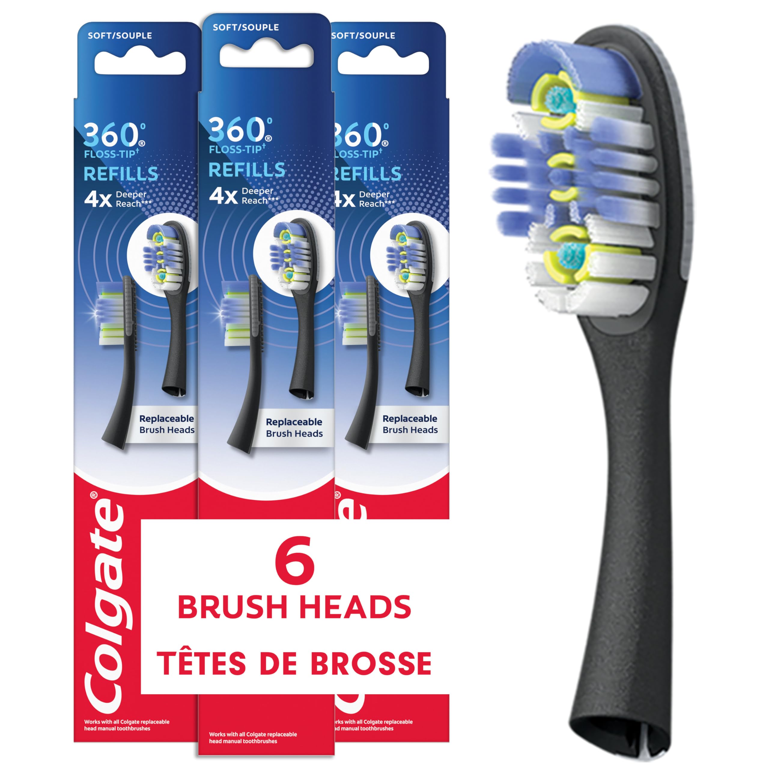 6-Pack 2-Count Colgate 360 Floss-Tip Replaceable Head Toothbrush Refill Heads $17.81 + $4.20 Amazon Credit w/ S&S + Free Shipping w/ Prime or on $35+