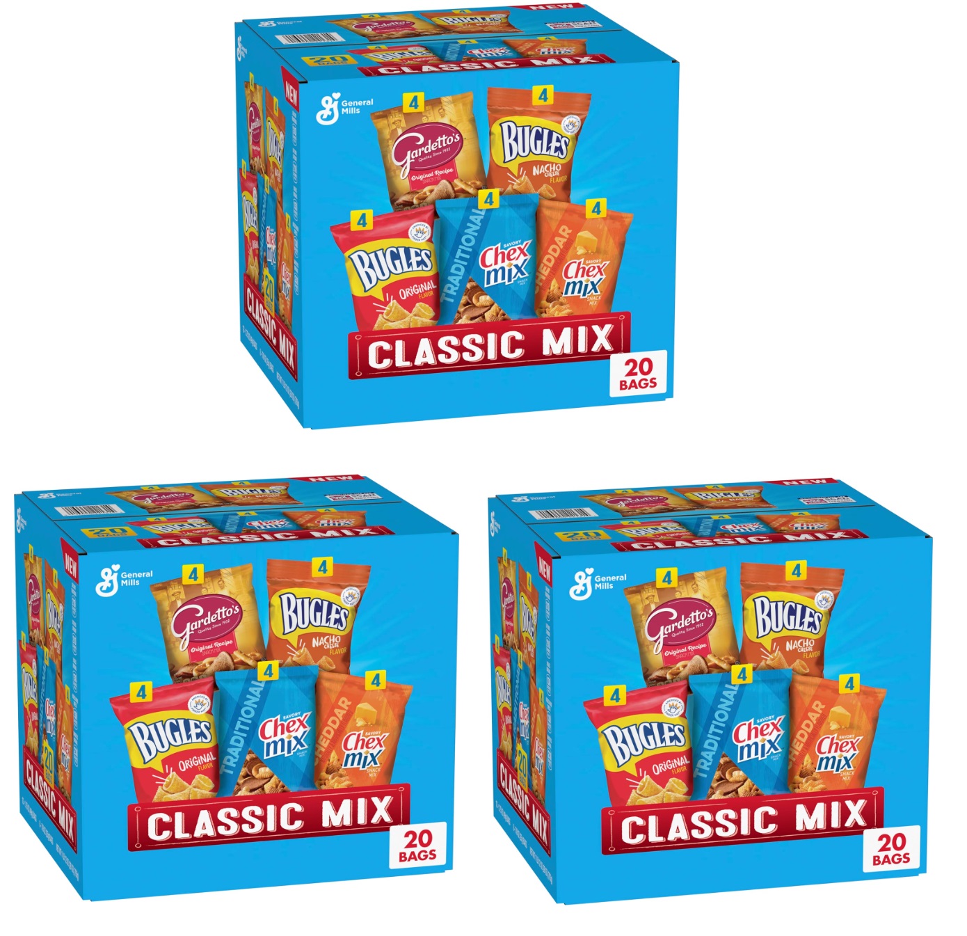 60-Count (84-Oz) Classic Mix Snack Variety Pack (Bugles Original & Nacho Cheese, Gardetto’s Original Recipe, Chex Mix Traditional & Cheddar) $20.97 + Free Shipping