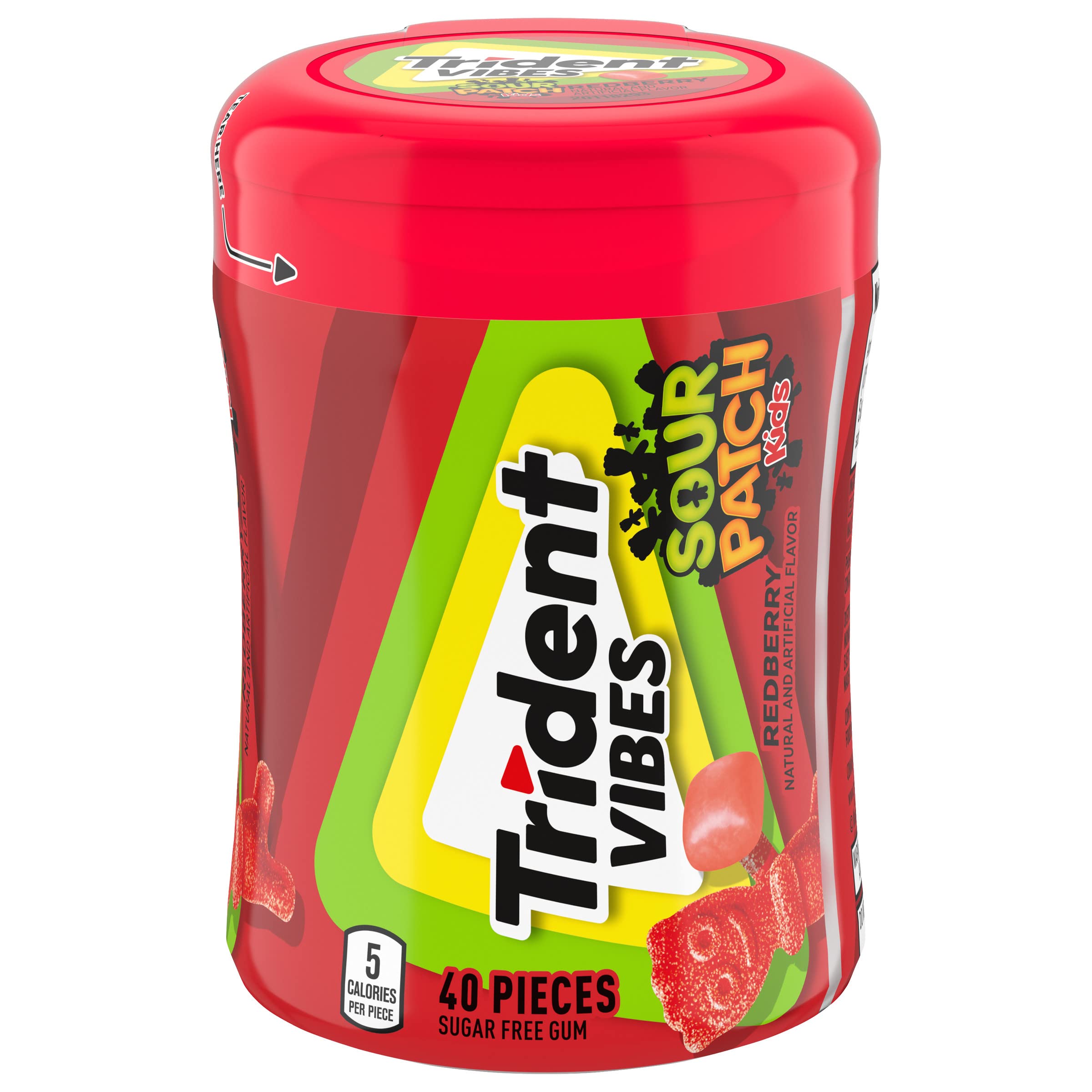 40-Piece Trident Vibes SOUR PATCH KIDS Sugar Free Gum (Redberry or Raspberry) $2.62 w/ S&S + Free Shipping w/ Prime or on $35+