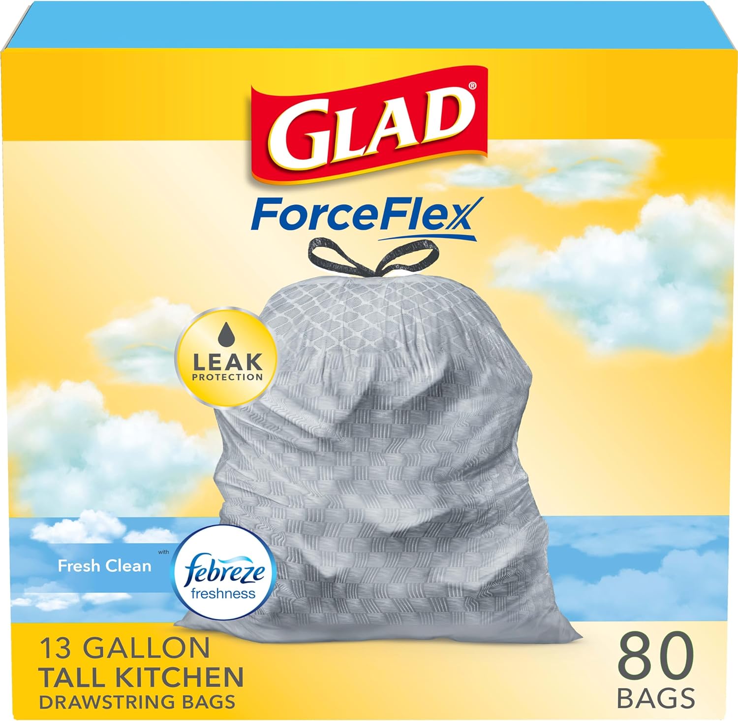 80-Count Glad ForceFlex Tall Kitchen Drawstring Trash Bags (Febreze) $13.90 +$2.60 Promotional Credit w/ S&S + Free Shipping w/ Prime or $35+