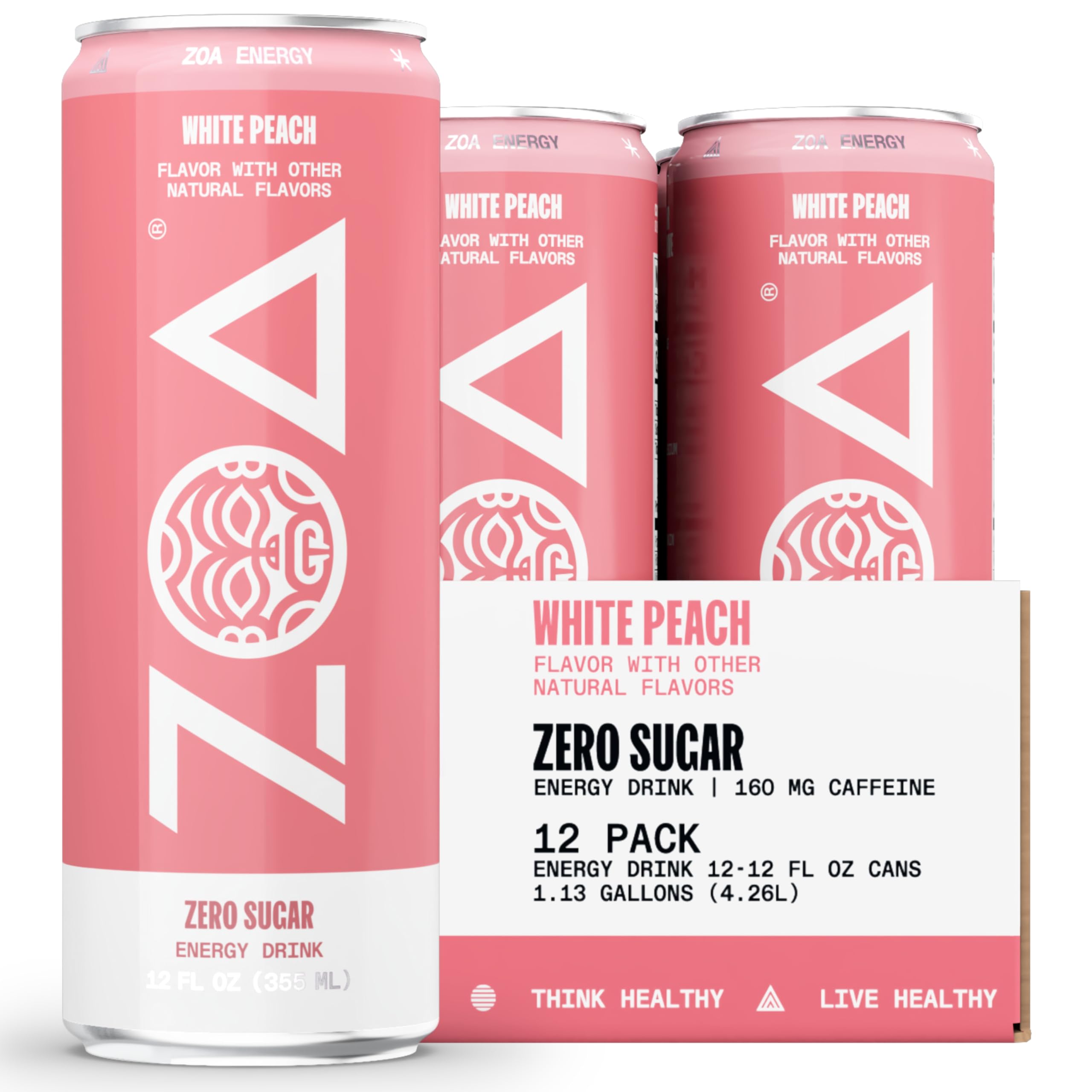 12-Pack 12-Oz ZOA Zero Sugar Energy Drinks (White Peach or Pineapple Coconut) $14.62 + Free Shipping w/ Prime or on orders over $35