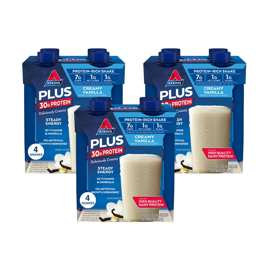 12-Pack 11-oz. Atkins Plus Protein-Packed Shake (Creamy Vanilla w/ 30g of Protein) $14.40 w/ S&S + Free Shipping w/ Prime or on $35+