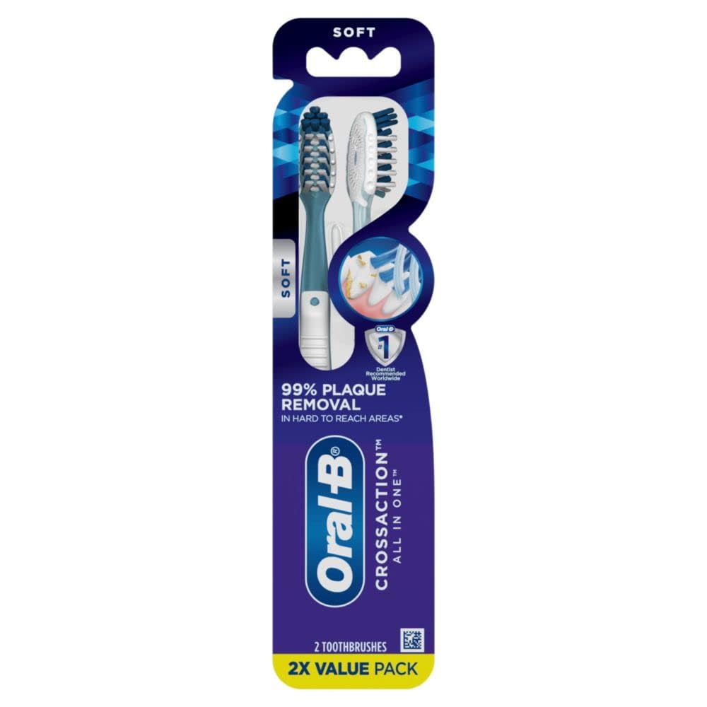 2-Count Oral-B CrossAction All in One Toothbrushes (Soft) $5.23 + Free Shipping w/ Prime or on $35+