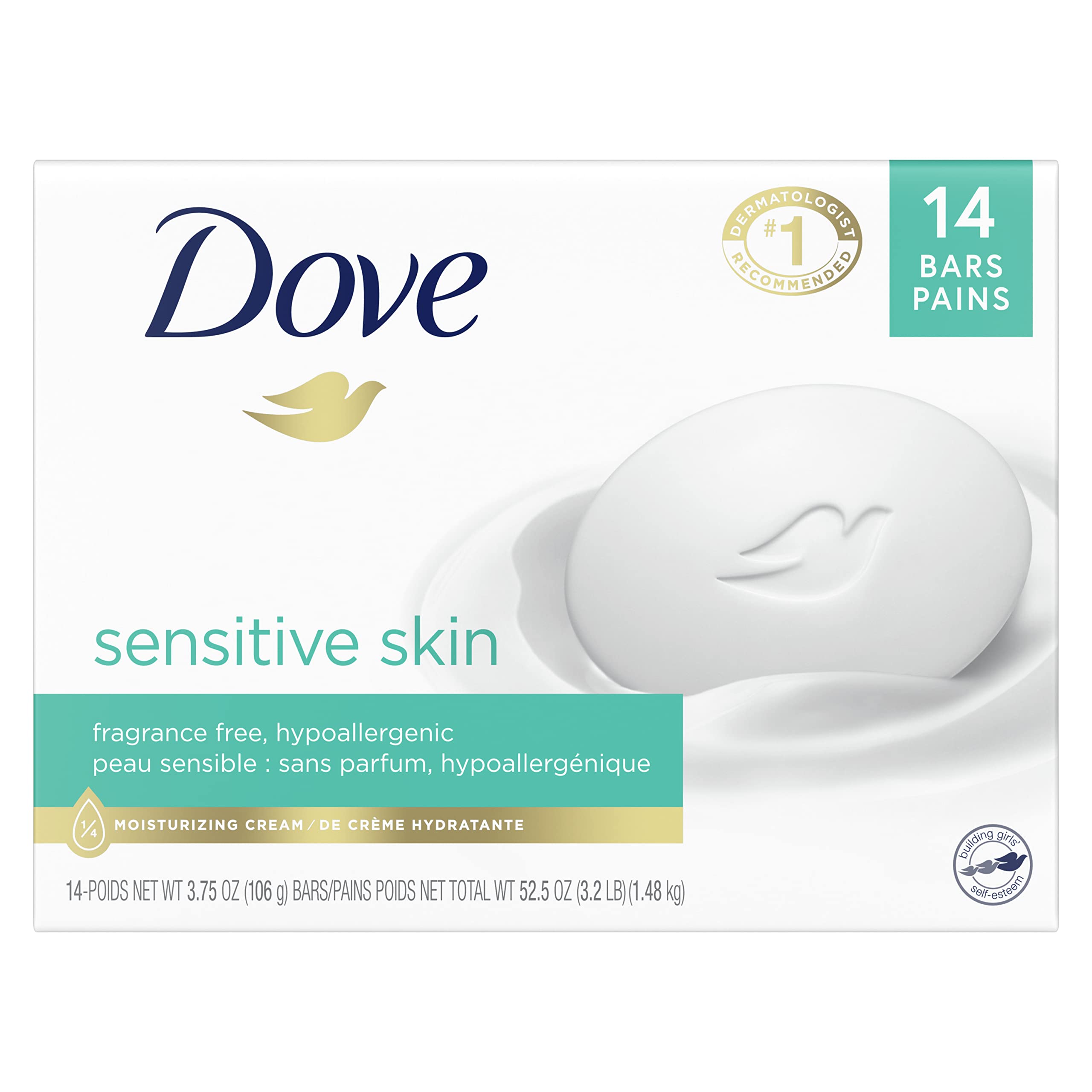 14-Pack 3.75-Oz Dove Beauty Bar (Sensitive Skin or Original) from $9.44 w/ S&S + Free Shipping w/ Prime or on $35+