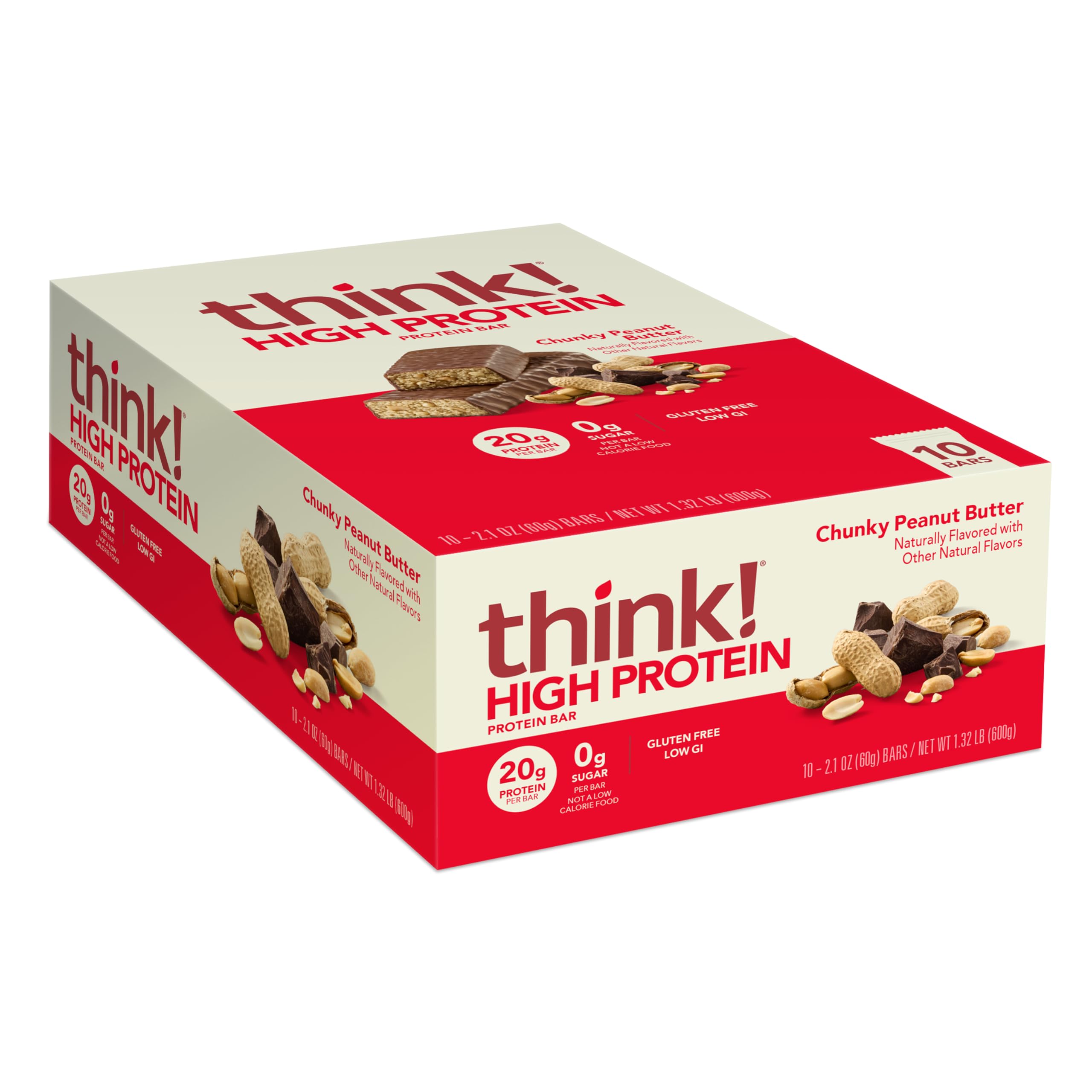 10-Count 2.1-Oz think! Protein Bars (Chunky Peanut Butter) $12.30 w/ S&S + Free Shipping w/ Prime or on $35+