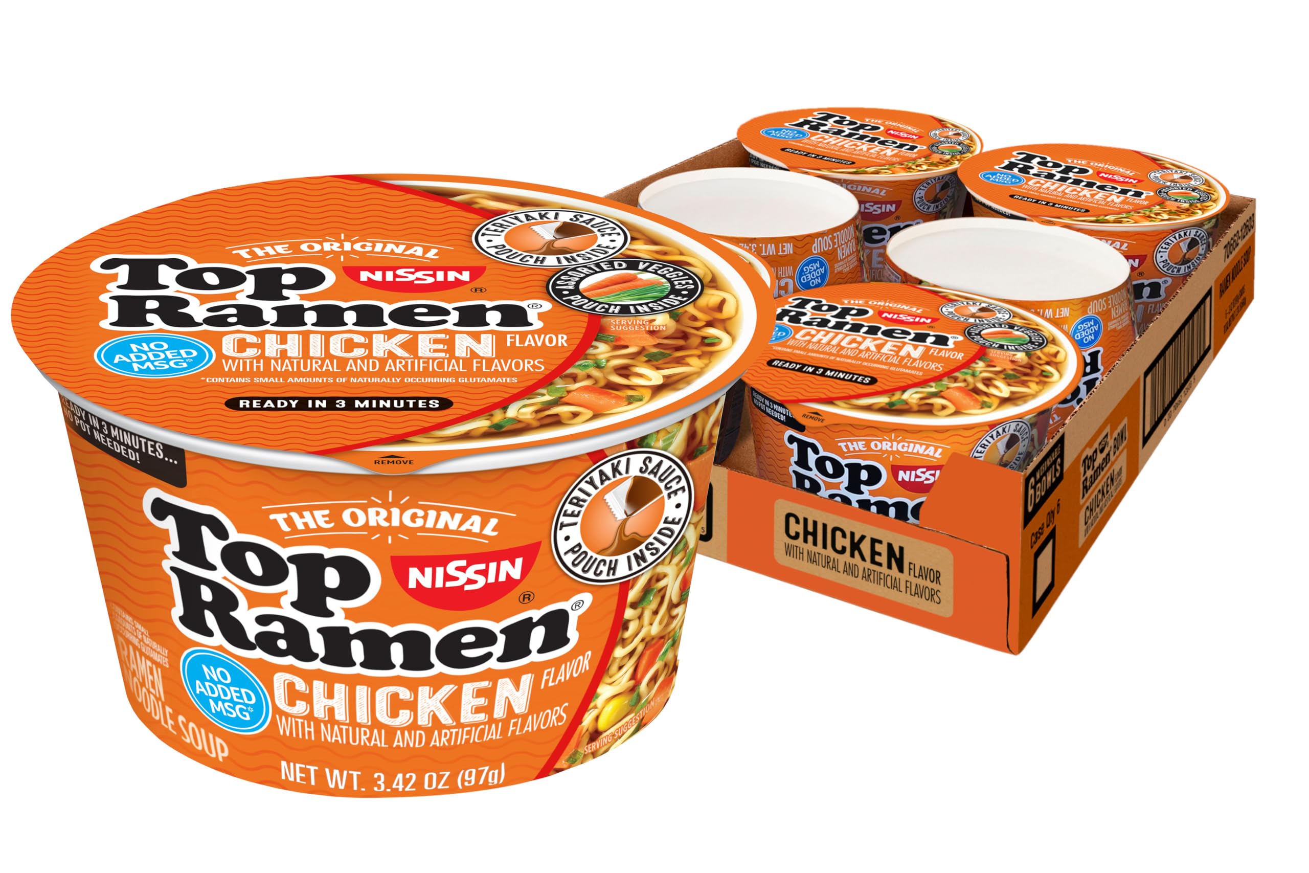 6-Pack 3.42-Oz Nissin Top Ramen Bowl Ramen Noodle Soup (Chicken) $6 + Free Shipping w/ Prime or on $35+