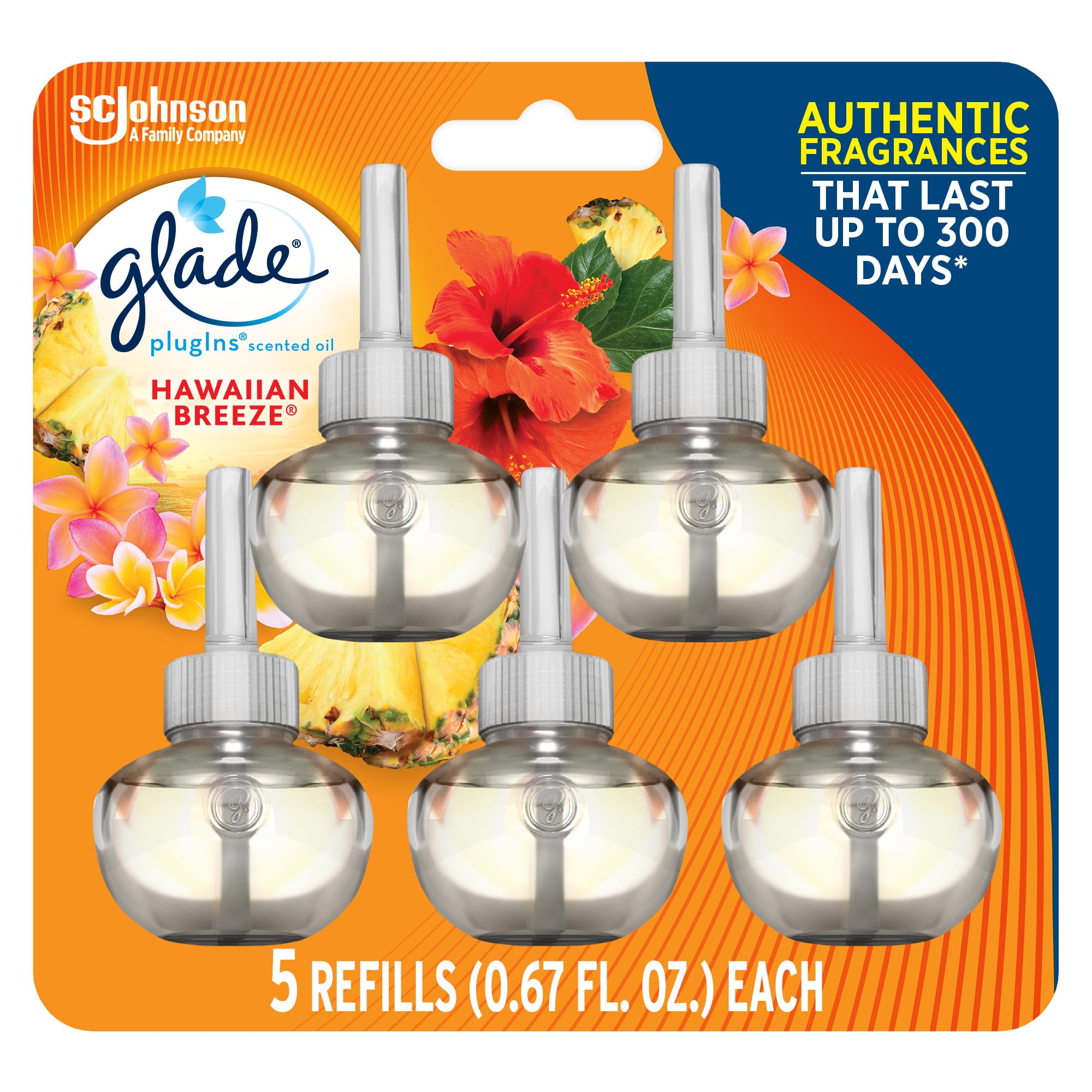 5-Count Glade PlugIns Refills Air Freshener (Hawaiian Breeze or Cashmere Woods) $6.65 w/ S&S + Free Shipping w/ Prime or on $35+