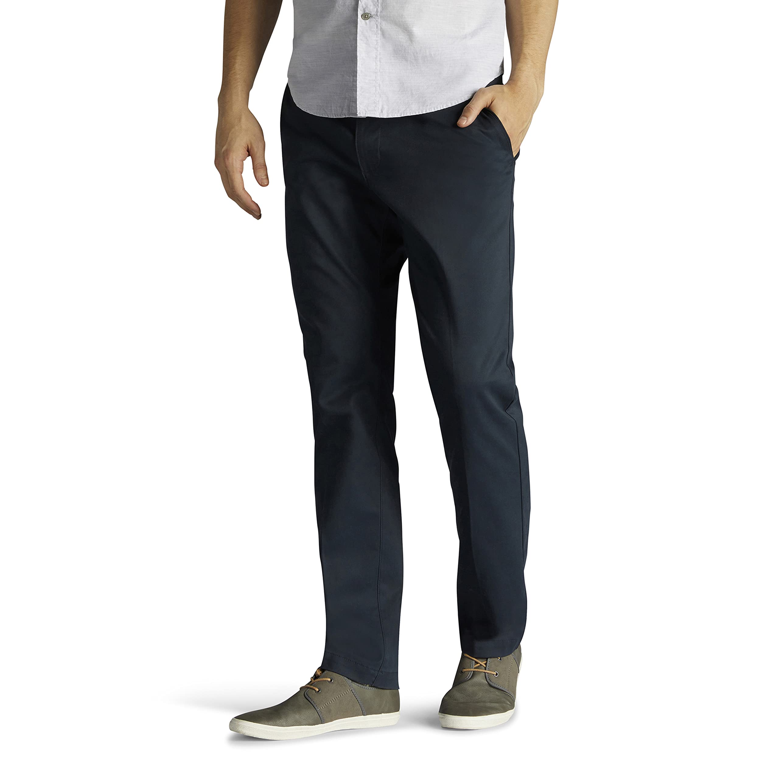 Lee Men's Extreme Motion Flat Front Slim Straight Pants (Navy or Painter Gray, Various Sizes) + Free Shipping w/ Prime or on $35+ $17