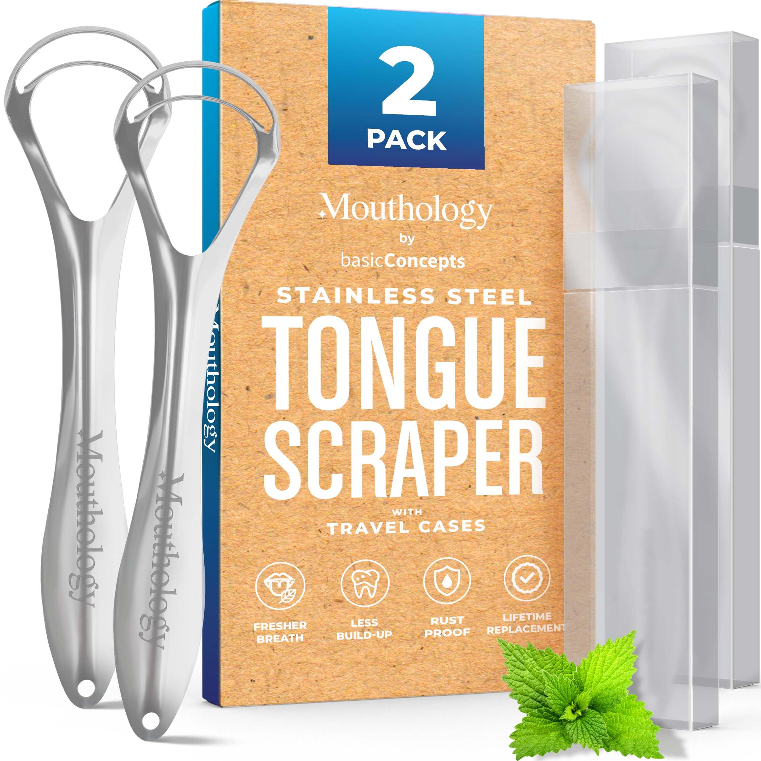 2-Pack Mouthology Tongue Scraper for Adults (Stainless Steel) $4.93 + Free Shipping w/ Prime or on $35+