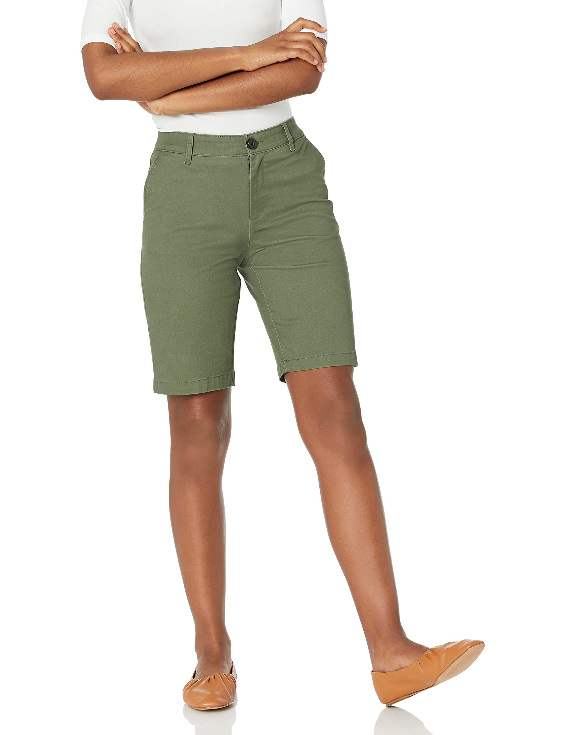 Amazon Essentials Women's Mid-Rise Slim-Fit 10" Inseam Bermuda Khaki Short (Various) from $5.90 + Free Shipping w/ Prime or on $35+
