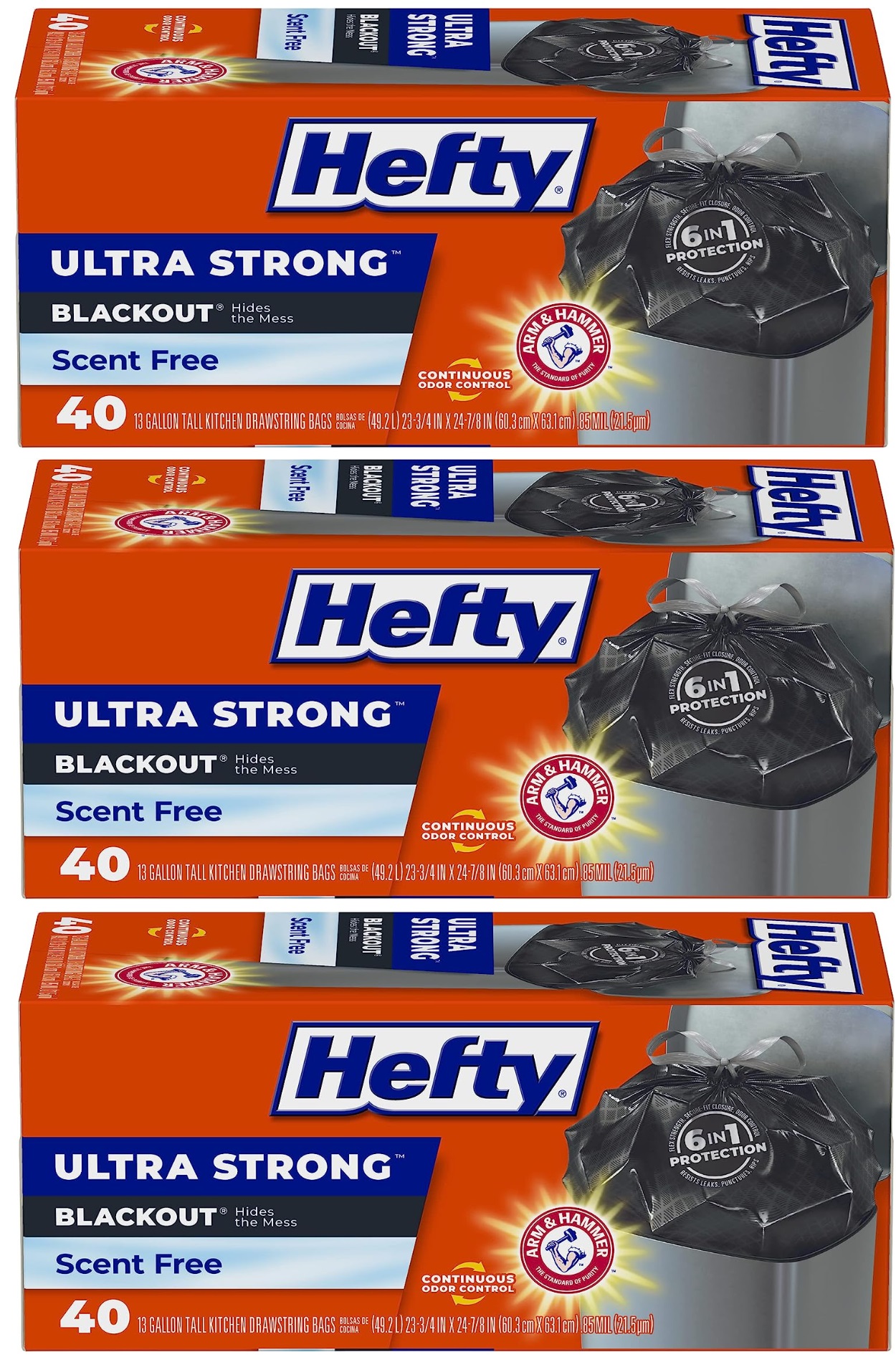 40-Count 13-Gallon Hefty Ultra Strong Tall Kitchen Trash Bags (Various) from $25.62 + $10 Amazon Credit w/ S&S + Free Shipping w/ Prime or on $35+