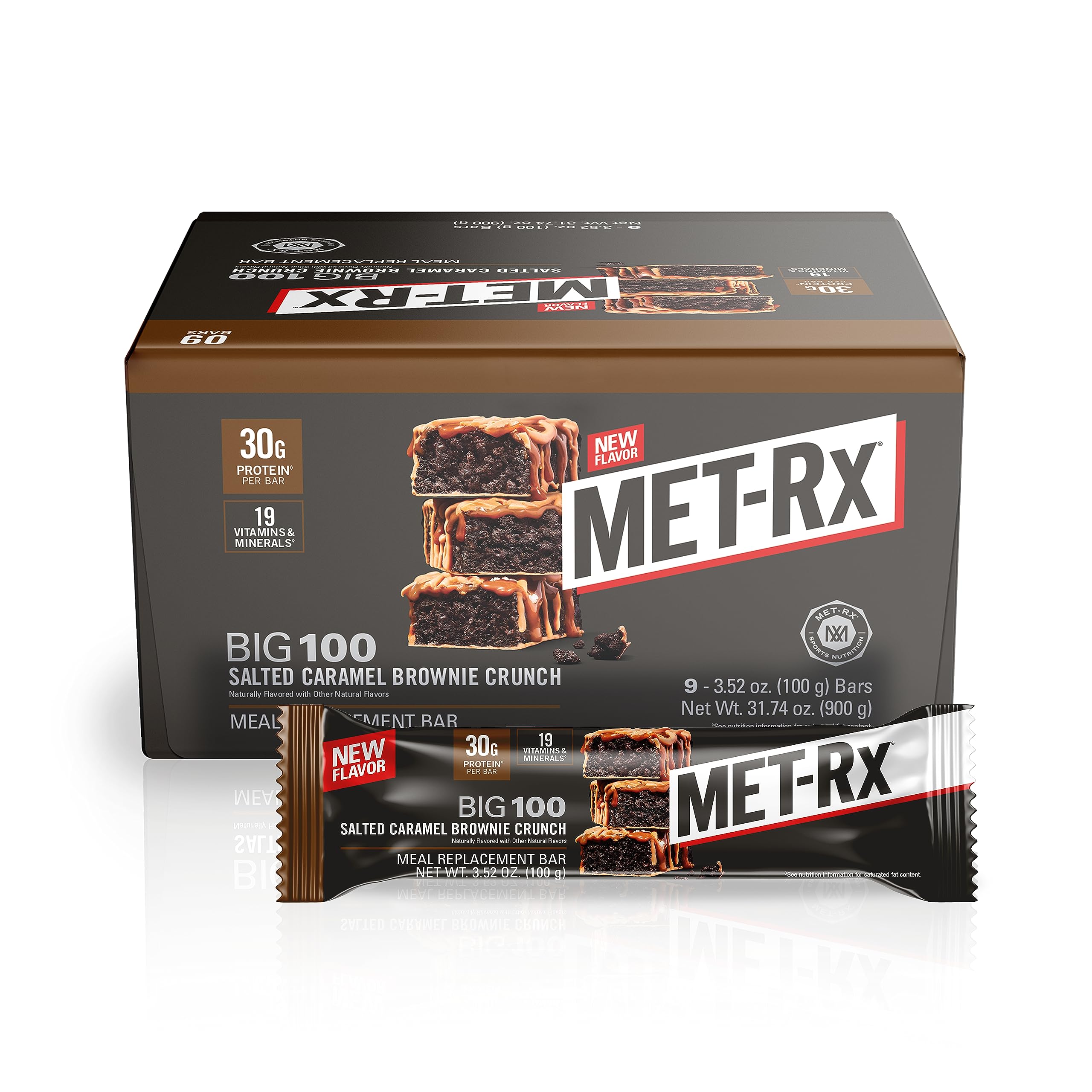 9-Count 3.52-Oz MET-Rx Big 100 Protein Bar (Salted Caramel Brownie Crunch)  $14.14 + Free Shipping w/ Prime or on $35+