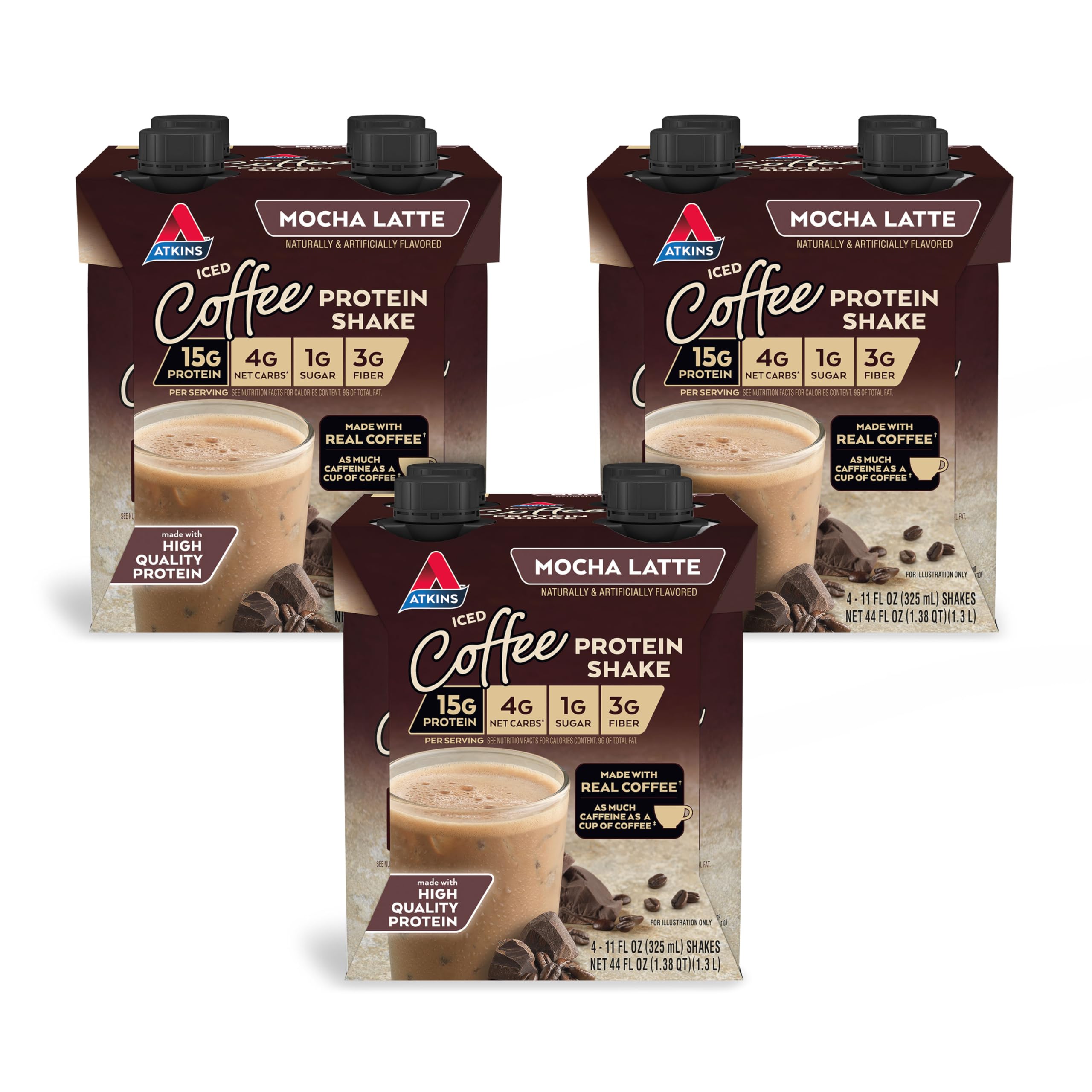 12-Count 11-Oz Atkins Iced Coffee Protein Shake (Mocha Latte) $15.19 w/ S&S + Free Shipping w/ Prime or on $35+