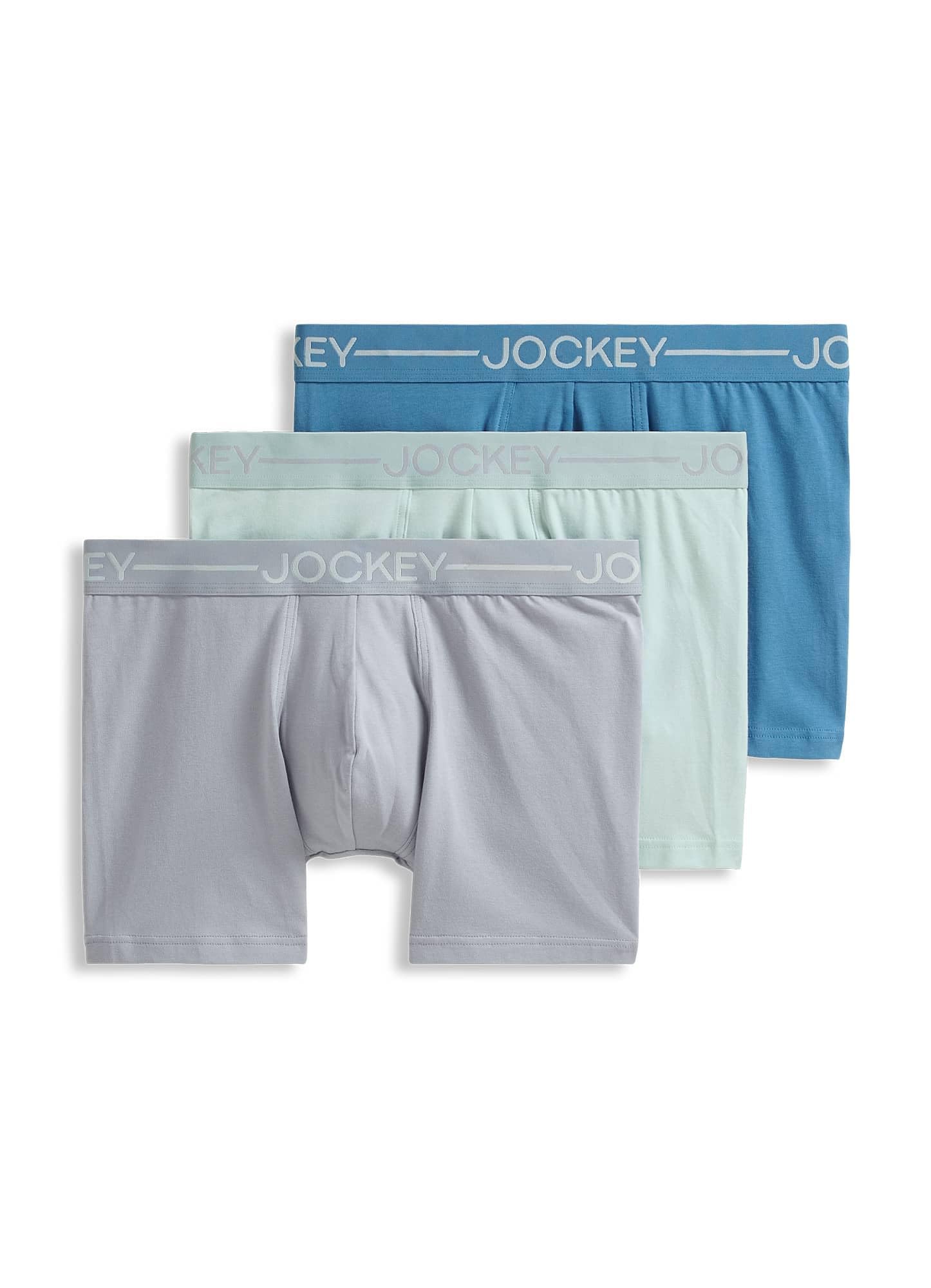 3-Pack Jockey Men's Organic Cotton Stretch 4" or 6.5" Boxer Brief (Subtle Mint/Grey Dove/Blue Chambray) $13.99 + Free Shipping