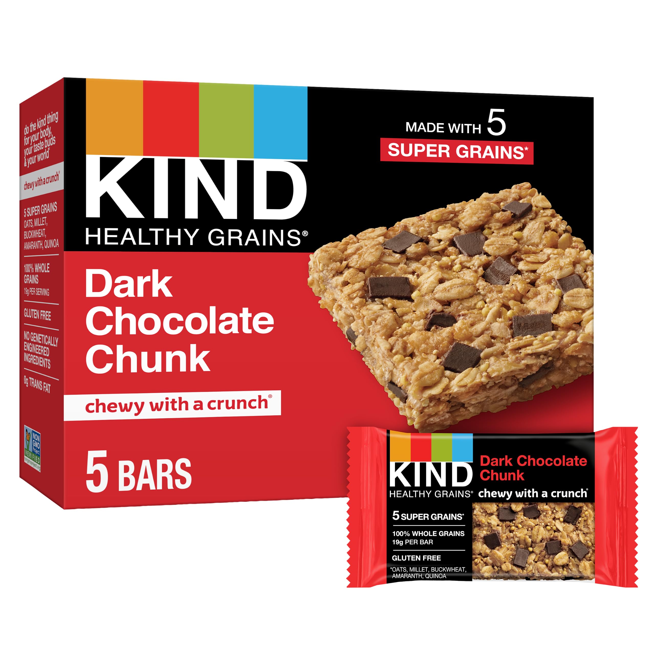 5-Count KIND Healthy Grains Bars (Dark Chocolate Chunk) 5 for $13.95 ($2.79 each) w/ S&S + Free Shipping w/ Prime or on $35+