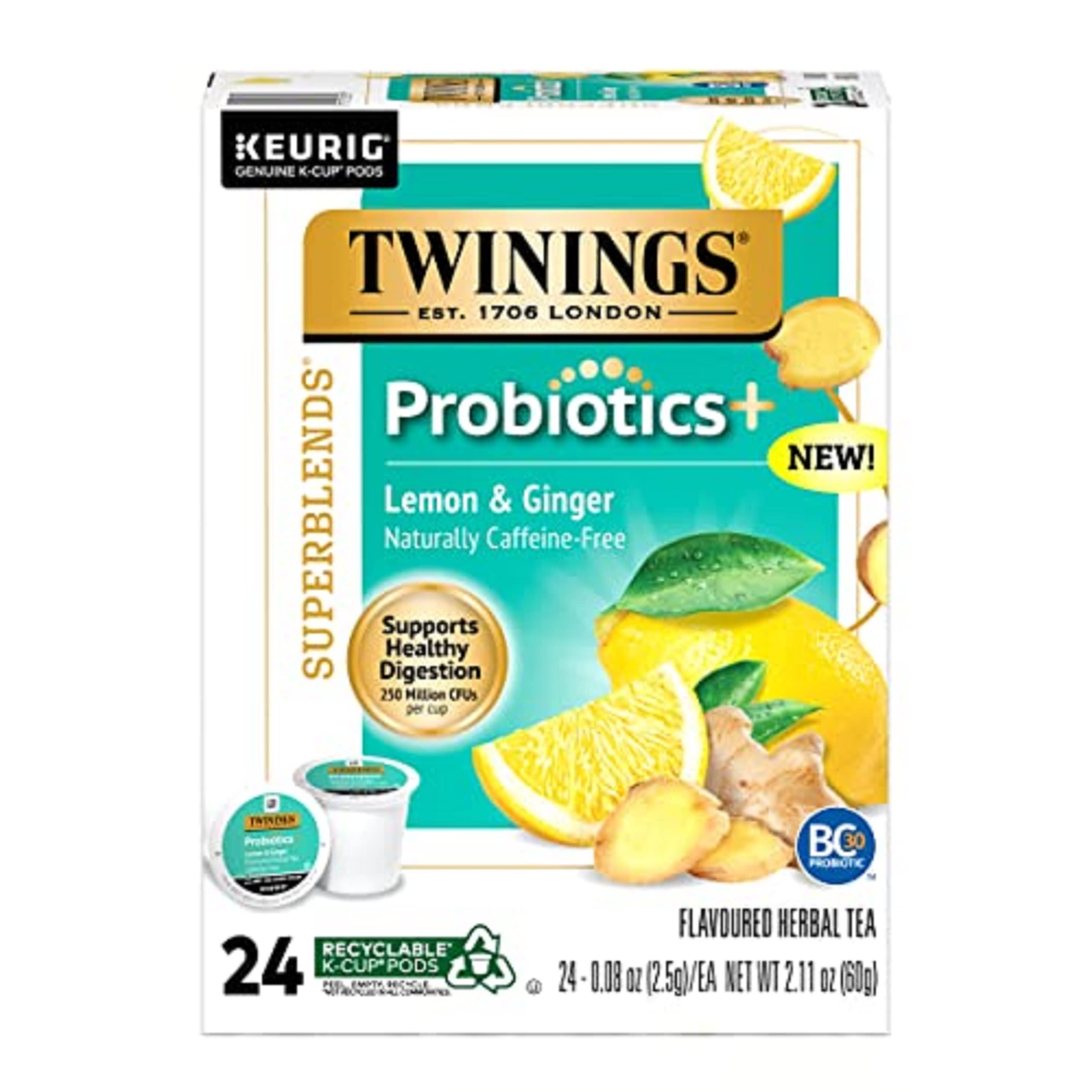 24-Count Twinings K-Cup Pods for Keurig Herbal Tea (Probiotics+ Lemon & Ginger) $5.63 w/ S&S + Free Shipping w/ Prime or on $35+ $10.52
