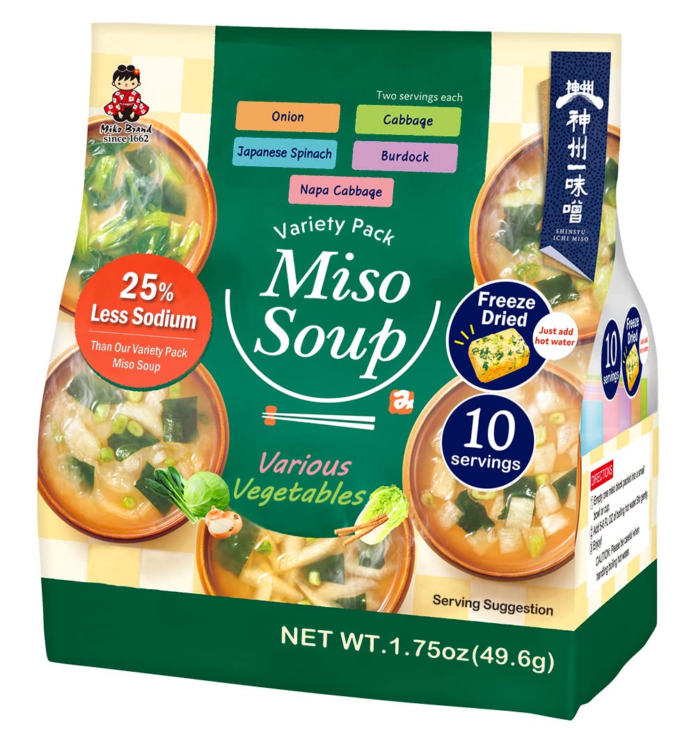 10-Pack Miko Brand 25% Less Sodium Instant Miso Soup Variety Pack w/ Freeze Dried Vegetables $6.88 ($0.68 each) & More + Free Shipping w/ Prime or on $35+
