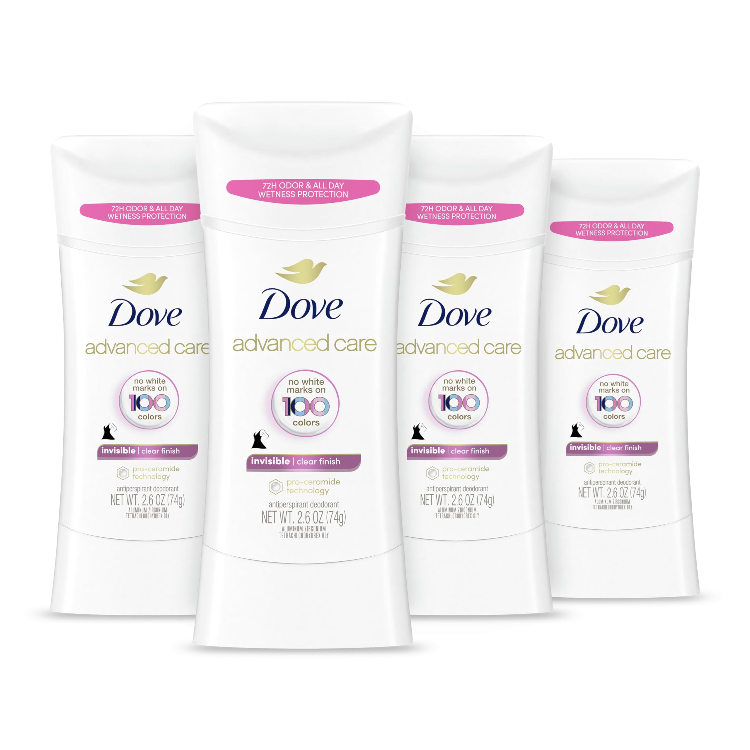 4-Pack 2.6-Oz Dove Advanced Care Antiperspirant Deodorant Stick (Clear Finish) $12.12 w/ S&S + Free Shipping w/ Prime or on $35+ $12.13