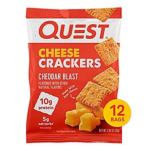 12-Ct 1.06-Oz Quest Nutrition Cheese Crackers (Cheddar Blast or Spicy Cheddar) $  16.31 w/ S&S + Free Shipping w/ Prime or on orders $  35+