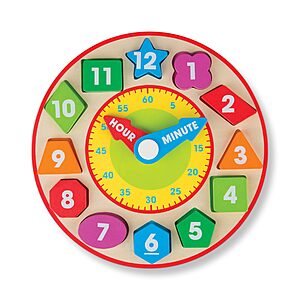 Melissa & Doug Shape Sorting Clock - Wooden Educational Toy $10.79 + Free Shipping w/ Prime or on $35+