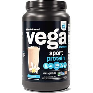 29.2-Oz Vega Sport Premium Vegan Protein Powder (Vanilla) $  23.60 +$  10 Amazon Credit w/ S&S + Free Shipping