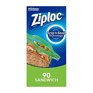 90-Count Ziploc Sandwich & Snack Bags $  3.22 + $  0.50 Amazon Credit w/ S&S + Free Shipping w/ Prime or on $  35+