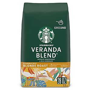28-Oz Starbucks Blonde Roast Ground Coffee (Veranda Blend) $  10.21 w/ S&S + Free Shipping w/ Prime or on $  35+