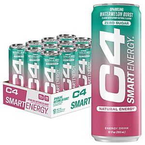 12-Pack 12-Oz C4 Smart Energy Drink (Watermelon Burst) $13.91 w/ S&S