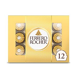 12-Count Ferrero Rocher Premium Gourmet Milk Chocolate Hazelnut Candy (5.3 oz Size)