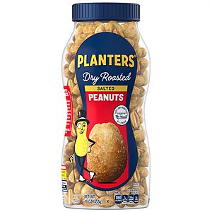 16-Oz Planters Salted Dry Roasted Peanuts 5 for $9.15 w/ Subscribe & Save