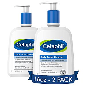 2-Pack 16-Oz Cetaphil Daily Facial Cleanser for Oily/Sensitive Skin $14.95 w/ Subscribe & Save