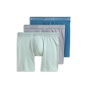 3-Pack Jockey Men's Organic Cotton Stretch 6.5" Boxer Brief (Subtle Mint/Grey Dove/Blue Chambray) $  10.99 & More + Free Shipping