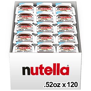 120-Pack 0.52-Oz Nutella Hazelnut Spread W/ Cocoa Mini Cups $  19.09 w/ S&S + Free Shipping w/ Prime or on $  35+